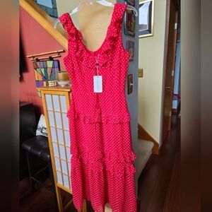 NWT Lovers+ Friends Sukey midi dress in rose polka dots size medium